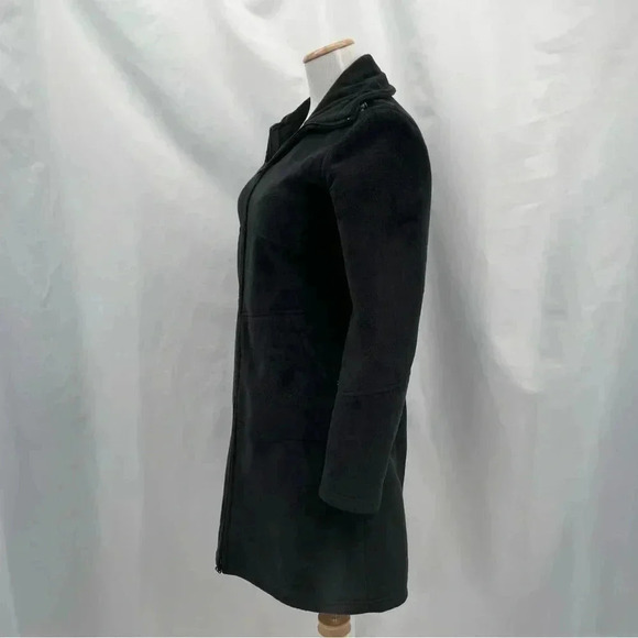Athleta Women's Long Sherpa Minka Coat XS Black Fleece Zipper Closure Pockets - Picture 2 of 16